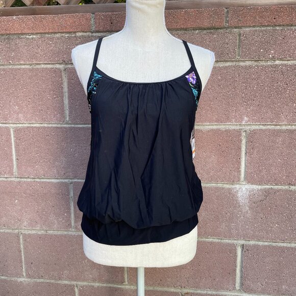 Blouson Tankini Top ONLY Speedo Floral Print Size Small - Picture 2 of 7